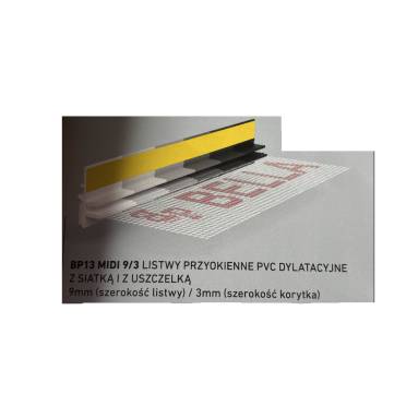 BP13 MIDI 9/3 Listwy przyokienne dylatacyjne z siatką i z uszczelką 3000mm