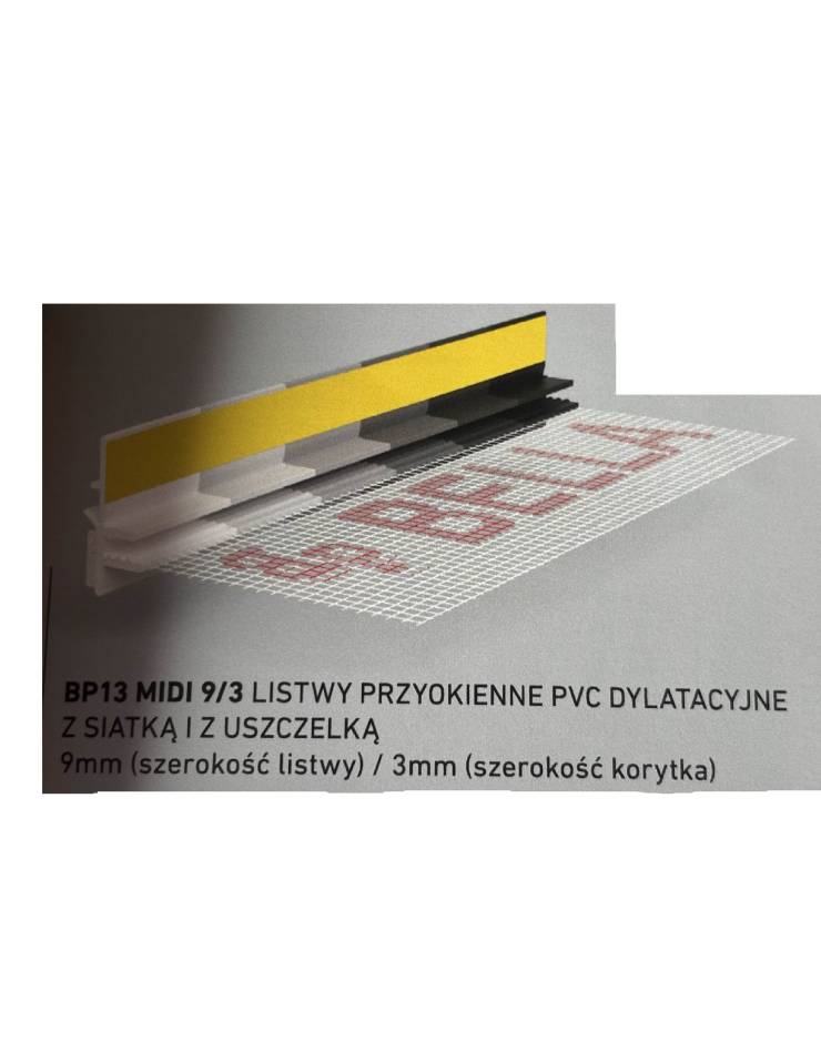 BP13 MIDI 9/3 Listwy przyokienne dylatacyjne z siatką i z uszczelką 3000mm
